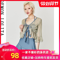 学生保守型泳衣女泡温泉款三件套罩衫小胸聚拢遮肚显瘦韩国游泳衣