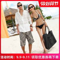 泳衣女2020新款温泉情侣泳衣女遮肚显瘦性感聚拢比基尼连体沙滩裤