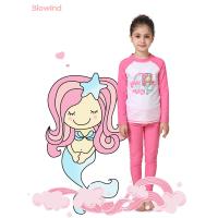 女童泳衣长袖长裤速干度假少女学生分体游泳衣套装
