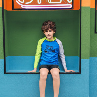 儿童泳衣男童童速干长袖分体学生游泳衣温泉冲浪