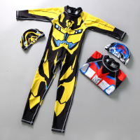 儿童泳衣男童擎天柱连体长袖游泳衣中小大冲浪浮潜温泉速干服