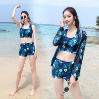 泳衣女三件套长袖外套罩衫韩国风分体保守游泳衣仙女范