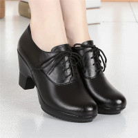 春夏跳舞鞋子女水兵广场舞蹈鞋真皮鞋四季中高跟新款成人软底拉丁