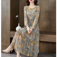 思曼莉女装特卖连衣裙女秋装2020年名媛气质收腰显瘦印花裙子长袖