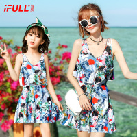 亲子泳衣女母女新款2020韩国连体裙式保守遮肚童儿童小童泳装