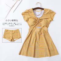 日系复古减龄连体裙式遮肚显瘦保守裙式少女加大码情侣泳衣女