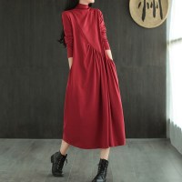 博雅琪纤姿服饰女装2020秋季新款文艺复古纯棉打底长袖连衣裙女