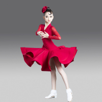 新款拉丁舞服装比赛服标准舞蹈规定服表演服艺考大裙摆练功服女童