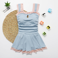 童游泳衣 儿童女童连体裙式女孩12-15岁学生专业训练少女泳装