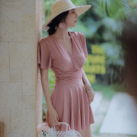 大码泳衣女胖遮肚显瘦200斤保守宽松加肥加大连体平角裙式温泉