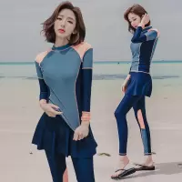 韩国潜水服女分体长袖泳衣保守显瘦防嗮速干冲浪水母衣套装浮潜服