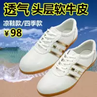 真皮太极鞋男牛筋底太极拳练功鞋女武术运动鞋春夏季