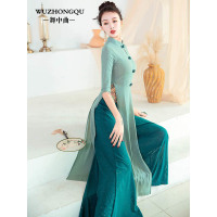 舞中曲肚皮舞服装女2020中国风融合旗袍款练功服套装弹性舞蹈服