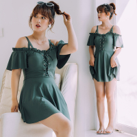 大码泳衣女胖遮肚显瘦连体裙式200斤保守平角宽松遮肉温泉泳装