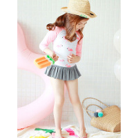 儿童泳衣女童公主裙式可爱中小童分体长袖韩国宝宝度假浮潜衣