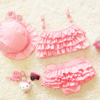 女孩宝宝儿童泳衣裙式表演服分体小公主女童比基尼童可爱韩国