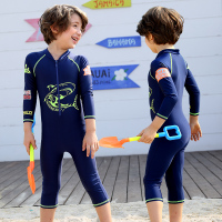 儿童泳衣男童连体游泳衣长袖浮潜服韩版童泳装速干潜水服