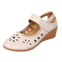 舞蹈鞋女式坡跟成人软底中老年跳舞鞋广场舞鞋子镂空透气夏季新款