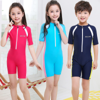 儿童连体平角男女孩童少女青少年学生专业训练保守运动游泳衣