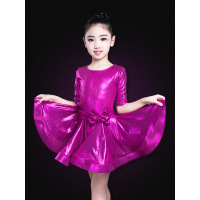 专业少儿拉丁舞服装儿童女孩比赛规定演出舞裙女童表演短袖连衣裙