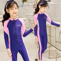 儿童连体游泳衣女童泳衣长袖全身防寒保暖男学生少女孩童