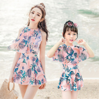 亲子泳衣女母女新款连体裙亲子游泳衣母女泳装大码母女亲子装泳衣