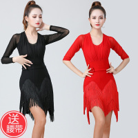 拉丁舞服装女成年人新款性感流苏连衣裙拉丁舞练功服专业舞蹈服夏