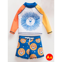 儿童泳衣卡通男童游泳裤平角长袖中小童分体沙滩速干可爱泳装