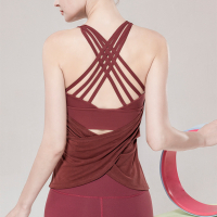 美背瑜伽服假两件宽松运动背心运动文胸女健身服上衣跑步吊带