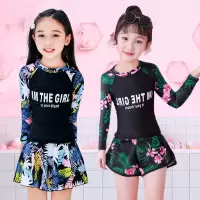 2020冬季新款女童泳衣长袖分体短裤裙式宝宝亲子儿童泳衣女孩