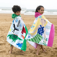 儿童浴巾斗篷童纯棉带帽吸水卡通可穿加大男女童游泳连帽浴袍