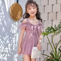 儿童泳衣女童学生连体童女孩公主亲子可爱裙式游泳衣遮肚显瘦