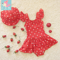 3-6-9岁女童泳衣小女孩连体裙式波点潮可爱泳装宝宝学生游泳衣