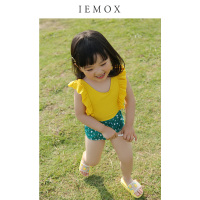 儿童泳衣女女童2020年新款撞色连体可爱小公主游泳衣