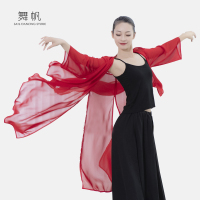 外搭舞蹈上衣中国风古典民族舞长款逸雪纺开衫练功服装女纱衣薄