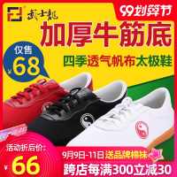 太极鞋帆布鞋女软牛筋底武术鞋白色练功鞋男太极拳鞋功夫鞋