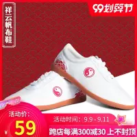 太极运动鞋牛筋底男太极鞋女太极拳练功鞋武术比赛帆布鞋