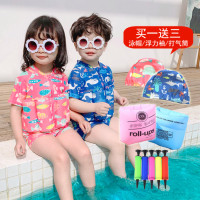 儿童泳衣女女童男童浮力泳衣小童连体温泉平角平脚宝宝浮力游泳衣