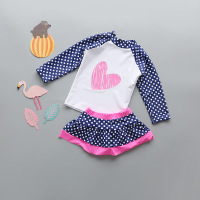 儿童泳衣速干女童童分体裙式泳装女孩长袖学生游泳衣韩国