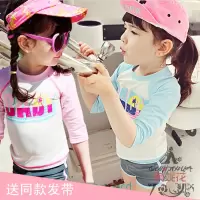 儿童泳衣女童字母可爱分体送发带泳装小童宝宝运动游泳衣