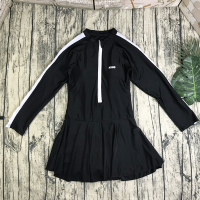 长袖连体泳衣显瘦遮肚裙式平角保守学生韩国风温泉游泳衣