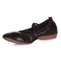 新款帆布真皮教师鞋带跟练功鞋软底瑜伽鞋中跟女士民族舞蹈鞋