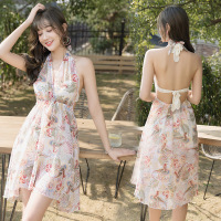 2020夏季度假风沙滩泳衣女分体性感泳装裙式显瘦聚拢比基尼三件套