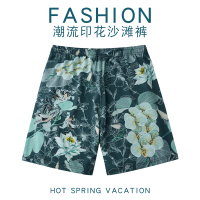 潮流宽松速干沙滩裤男海边度假套装卡通短裤骚气温泉平角男士泳裤