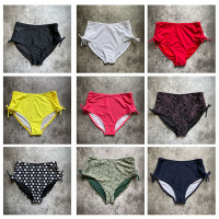 白色高腰比基尼泳裤女遮肚显瘦黑色游泳衣裤女性感三角大码泡温泉M4