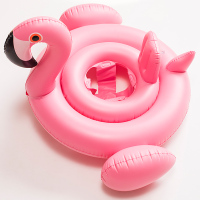 儿童泳圈1-3岁婴儿游泳圈网红坐骑充气火烈鸟水上防侧翻泳池玩具