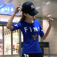 款鬼曳步舞男女纯棉网红工装时尚带舞蹈裤运动演出跳舞裤子Z3|老鹰蓝色短袖上衣单件 M