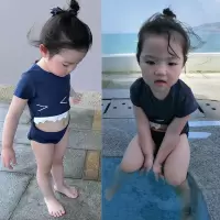韩版儿童泳衣女孩可爱卡通牙齿连体泳装男女童宝宝沙滩游泳衣C4