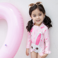 儿童泳衣女孩连体长袖速干女童小童3-4岁宝宝泳衣女小孩1-3岁A0