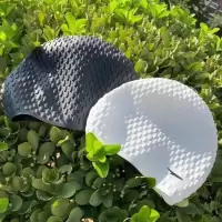 出口黑白水滴护耳泳帽泡泡泳帽大头长发加大冬泳保暖户外男女泳帽Z9